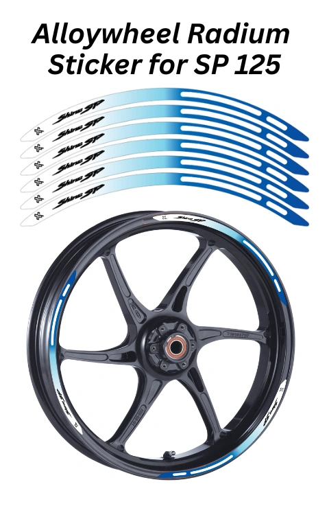 Alloy Wheel Radium Sticker Compatible with Shine SP 125 | Made in Premium Radium with FPF (Fade Protection Film), Waterproof, Precut Sticker, Pack Of 12